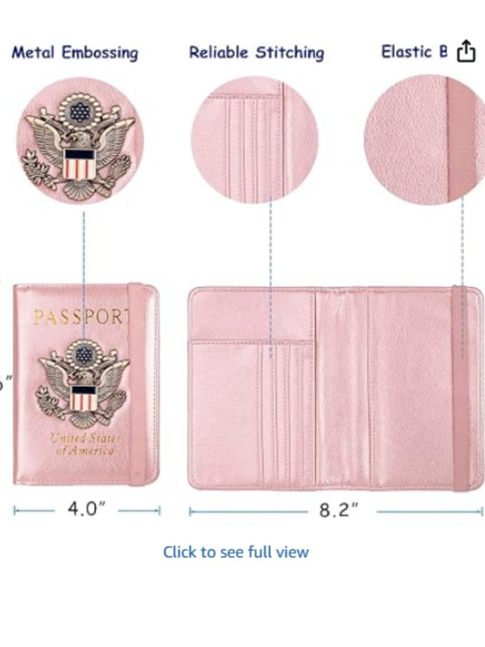 TOURSUIT RFID Blocking Passport Holder, Leather Travel Wallet, Rose Gold | Trave - Picture 3 of 5